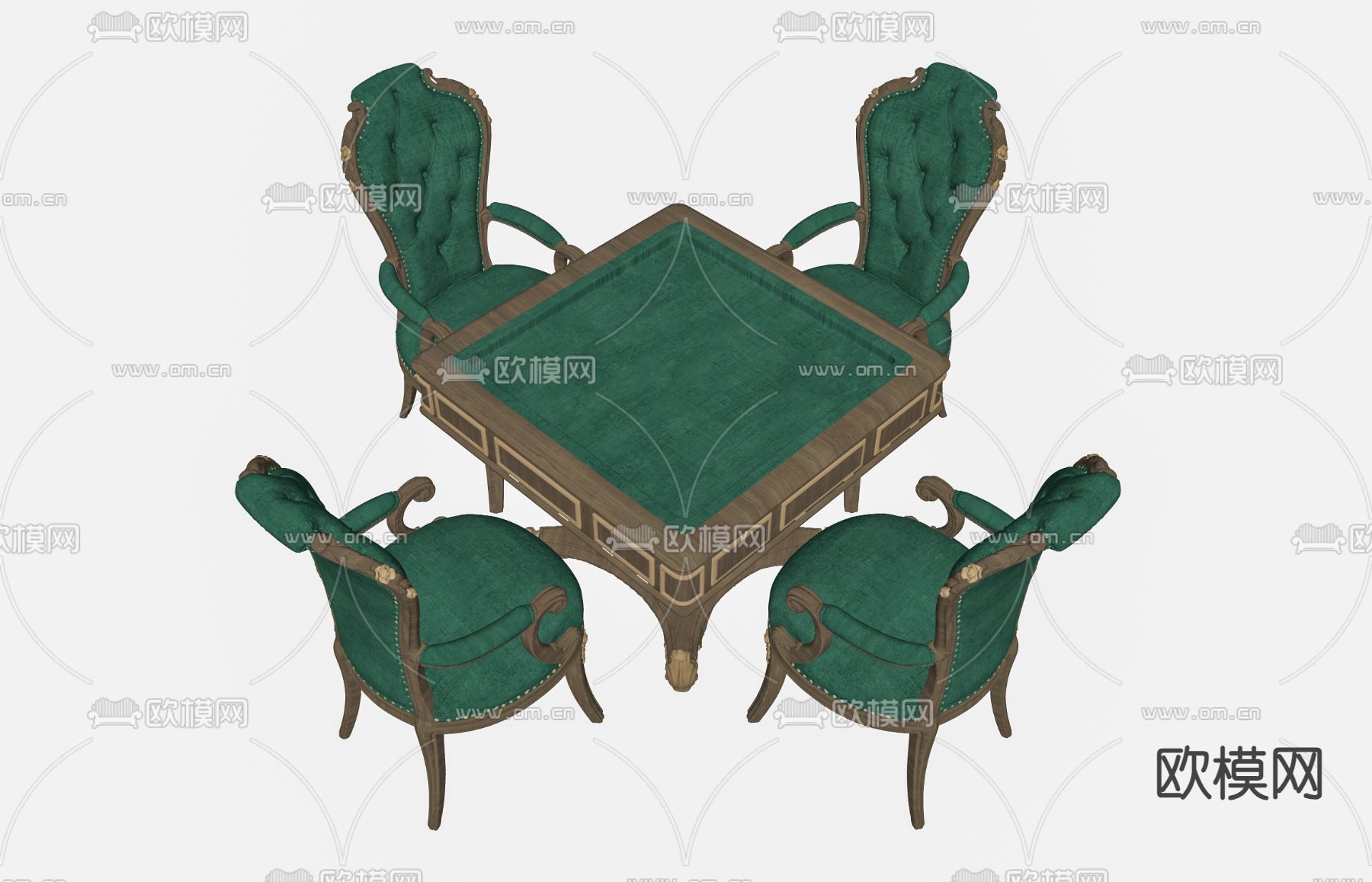 美式棋牌桌su模型下载（渲染图2）