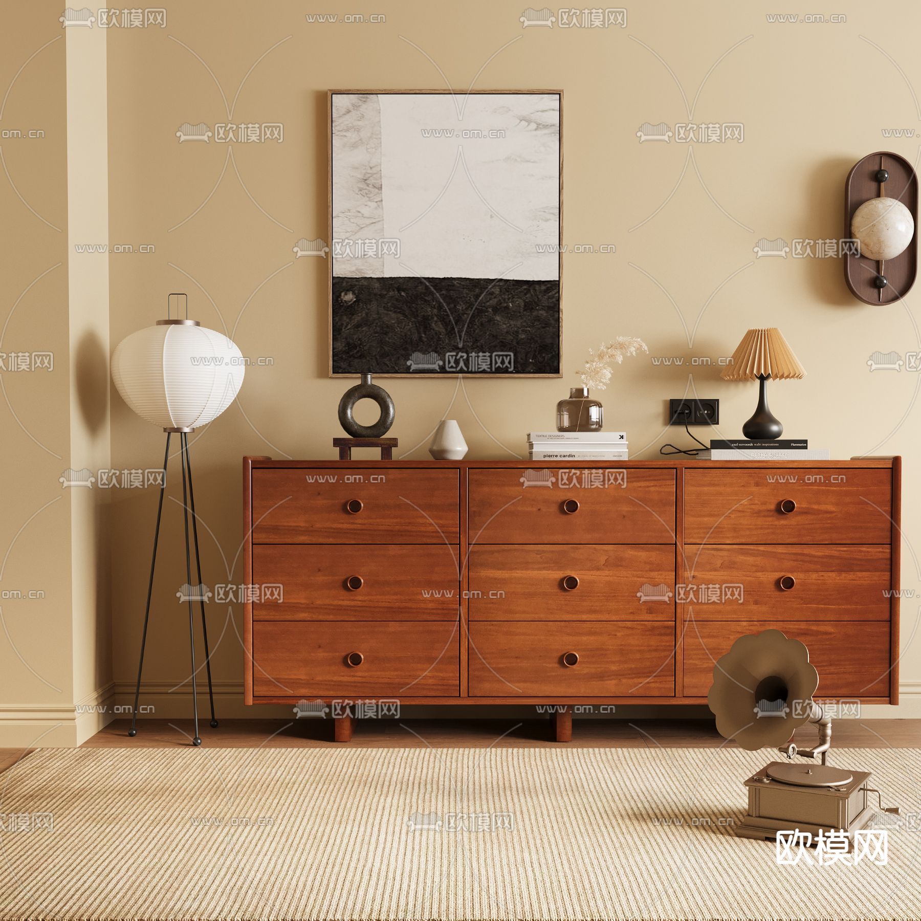 中古风斗柜 边柜 收纳柜3d模型下载