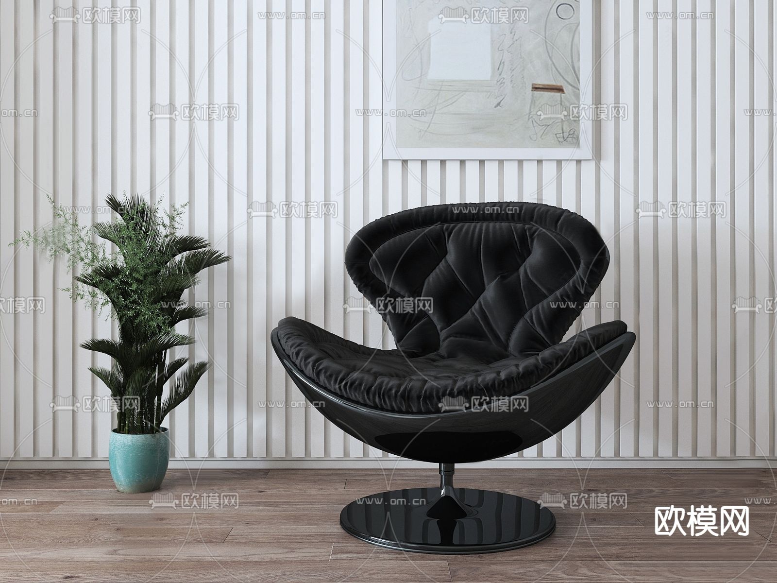 现代休闲椅su模型下载（渲染图1）