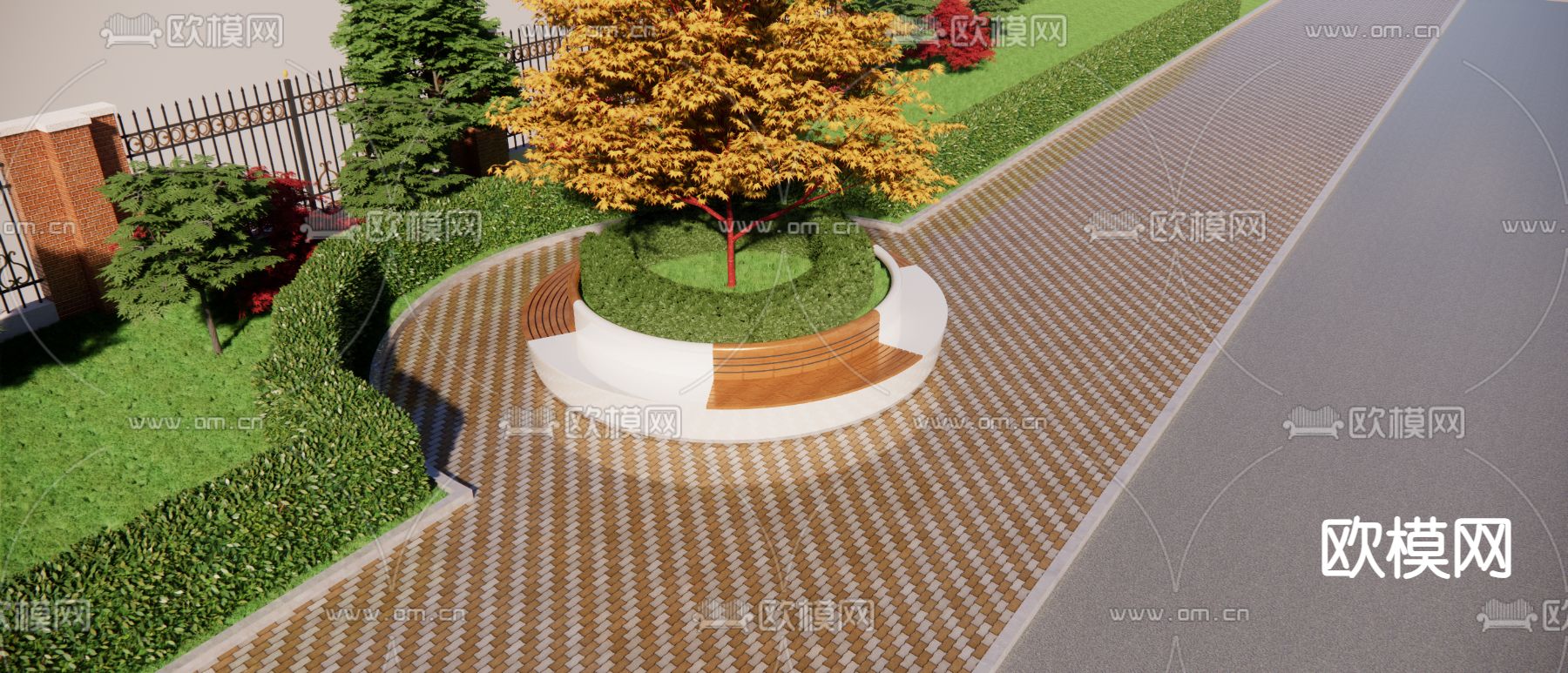 树池座椅su模型下载（渲染图1）