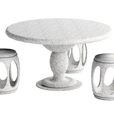  新中式石桌椅su模型 