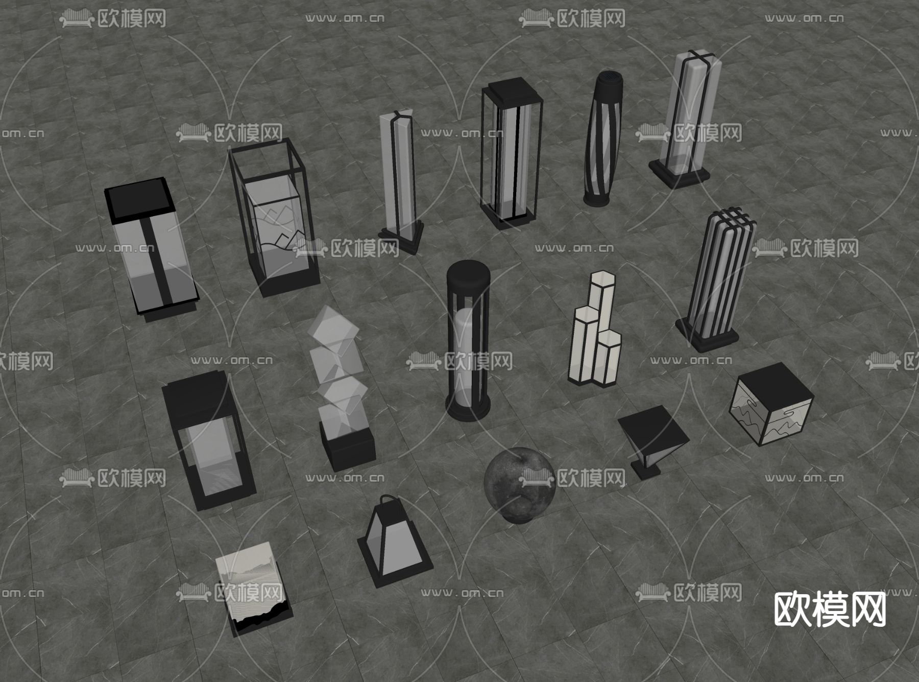 现代景观灯 户外灯su模型下载（渲染图2）