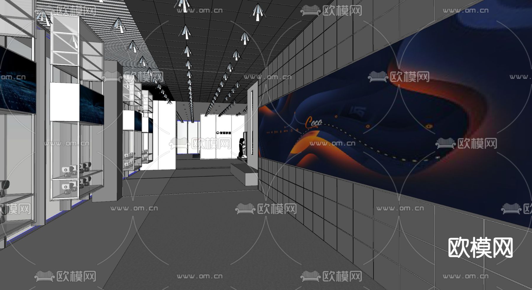 现代科技展厅su模型下载（渲染图1）