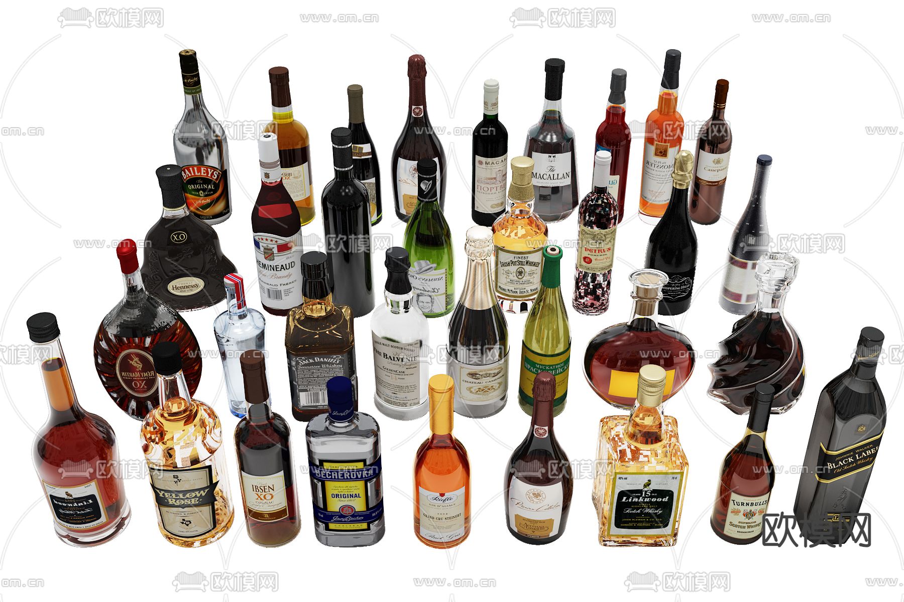 酒水 洋酒 红酒 酒瓶3d模型下载