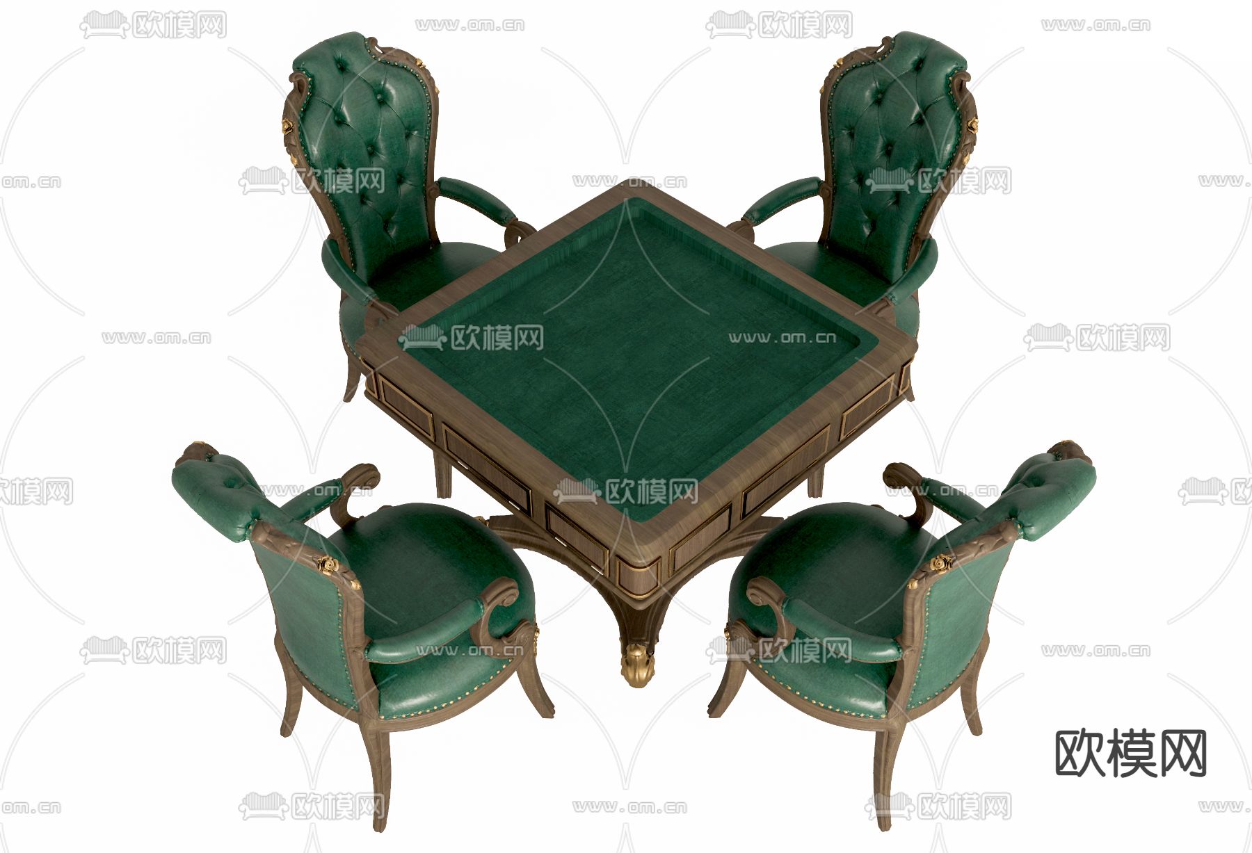 美式棋牌桌su模型下载（渲染图1）