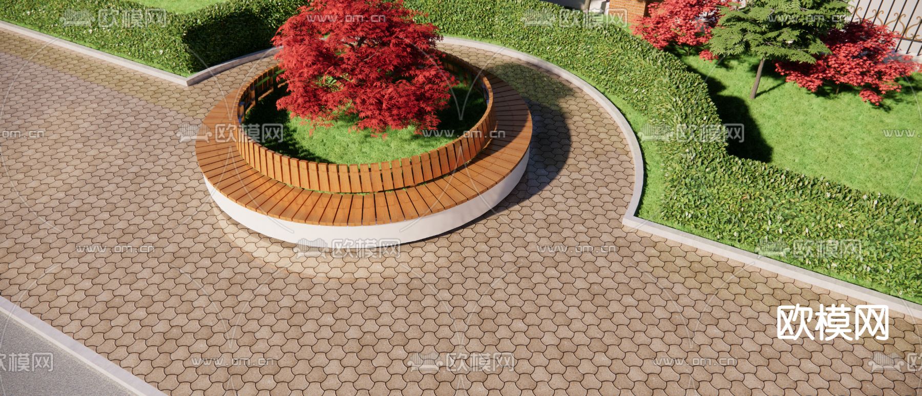 树池座椅su模型下载（渲染图1）