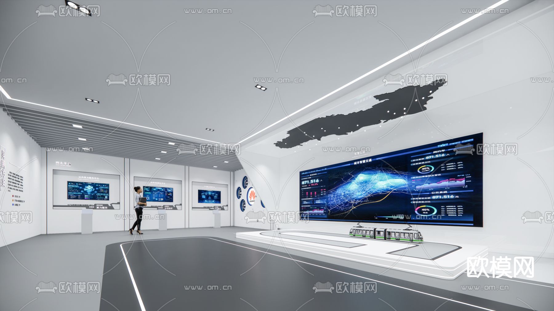 现代科技展厅su模型下载（渲染图1）