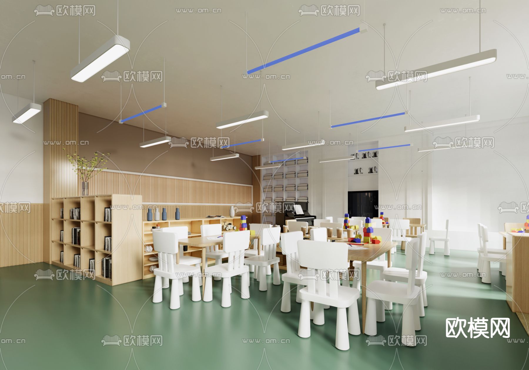 现代幼儿园su模型下载（渲染图2）