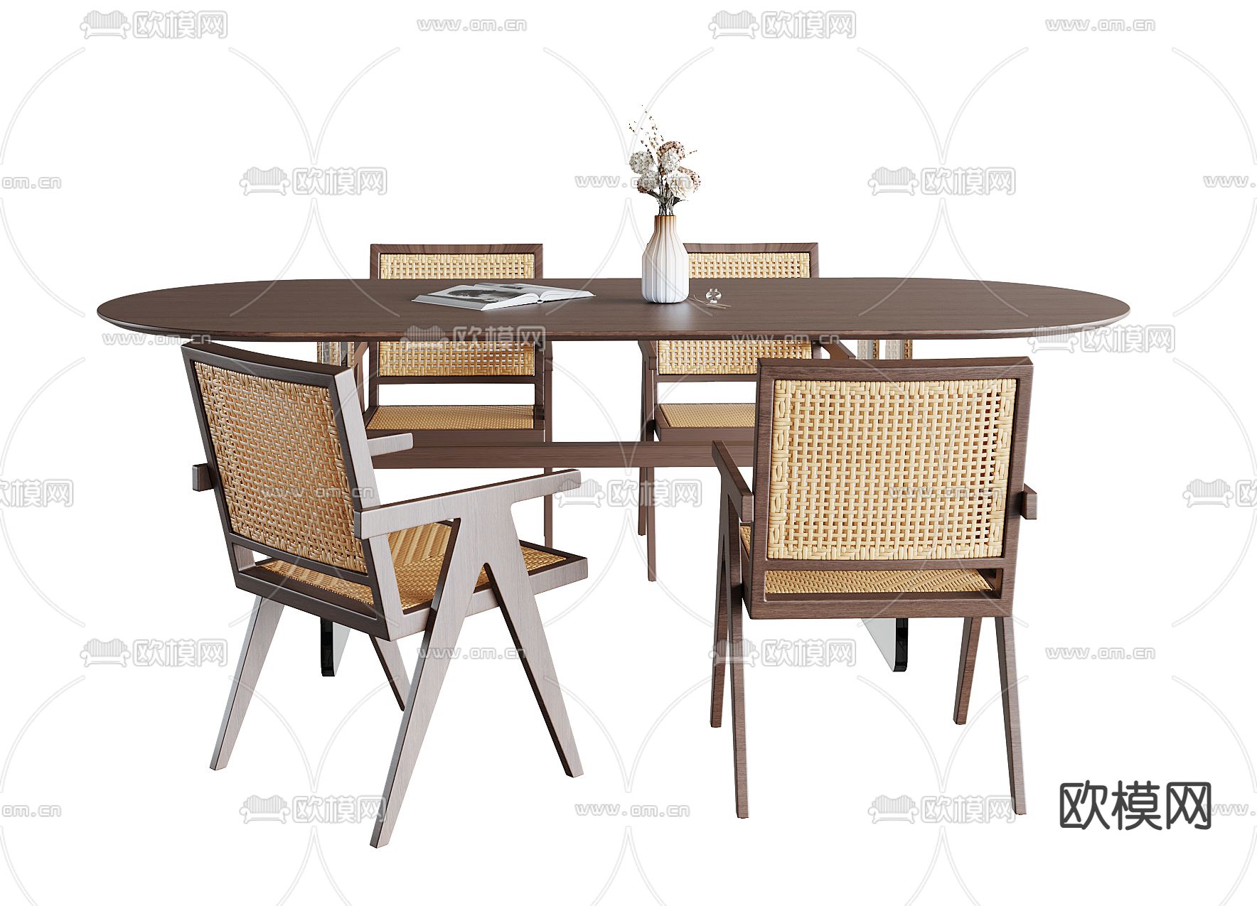 现代餐桌椅su模型下载（渲染图1）