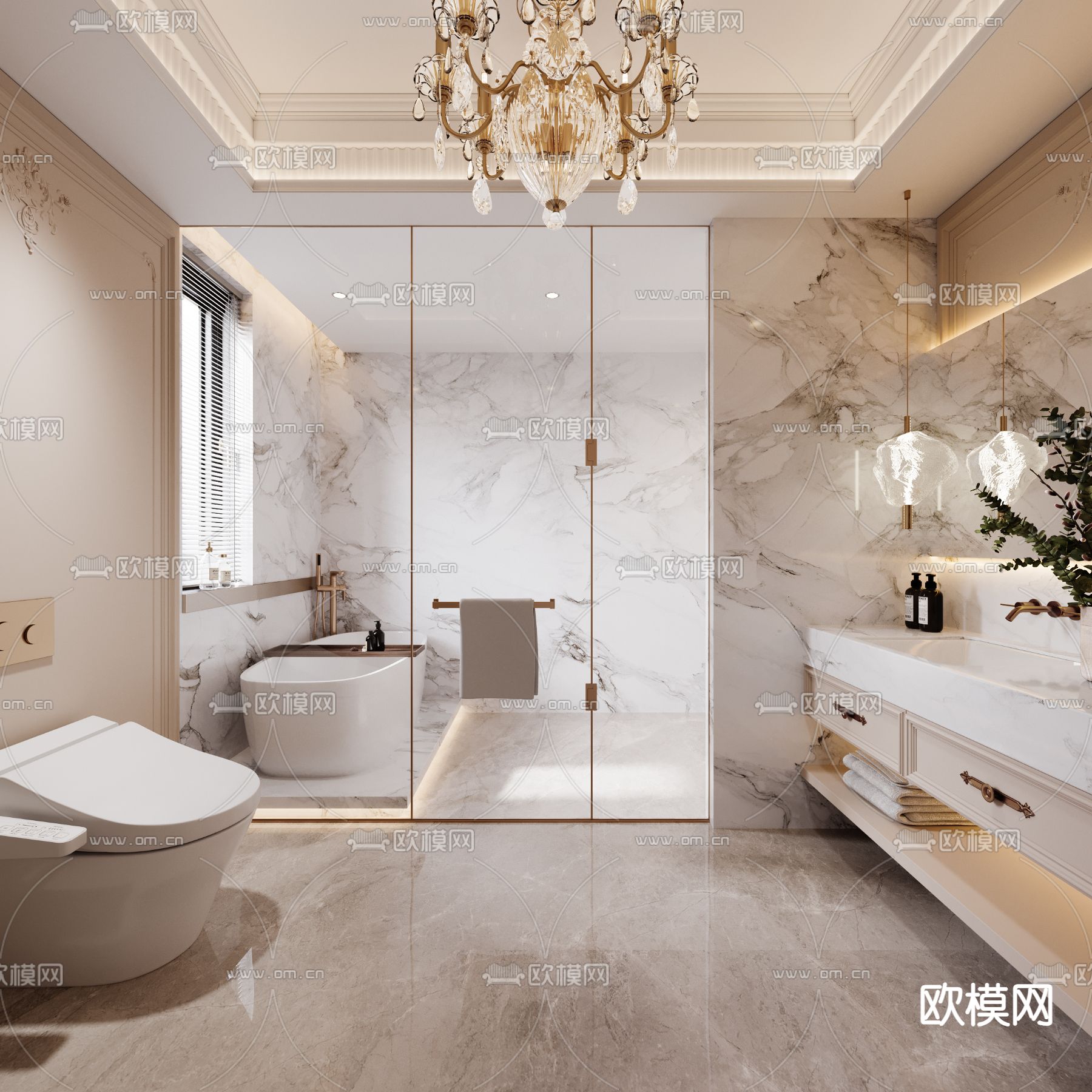 轻奢卫生间 浴室 洗手间3d模型下载