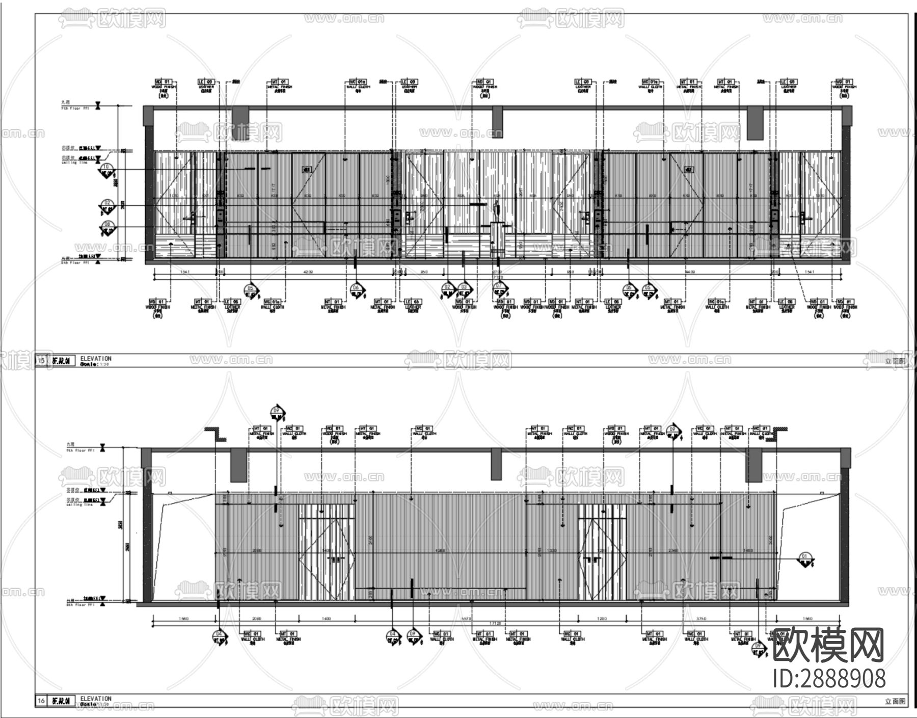 丹健国际-西安凯悦酒店标准层公区走廊cad施工图下载（渲染图1）