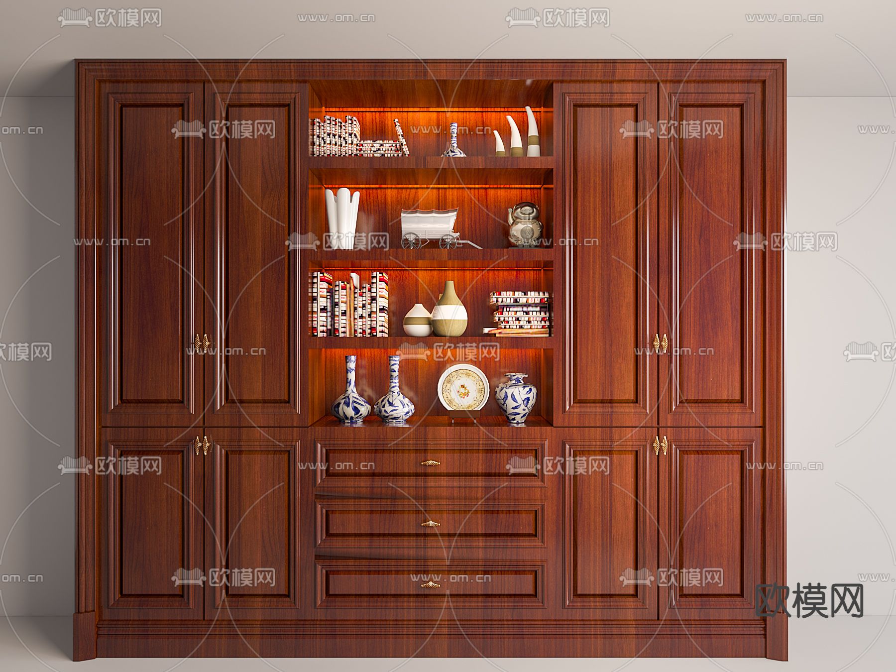 中式陈列柜 装饰柜 书柜3d模型下载