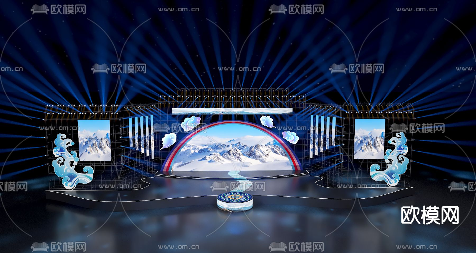 浪花舞台 藏式舞台3d模型下载（渲染图1）
