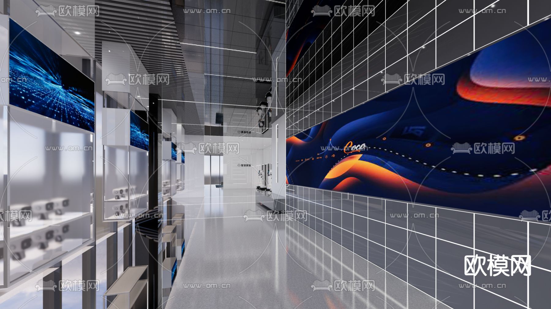现代科技展厅su模型下载（渲染图2）