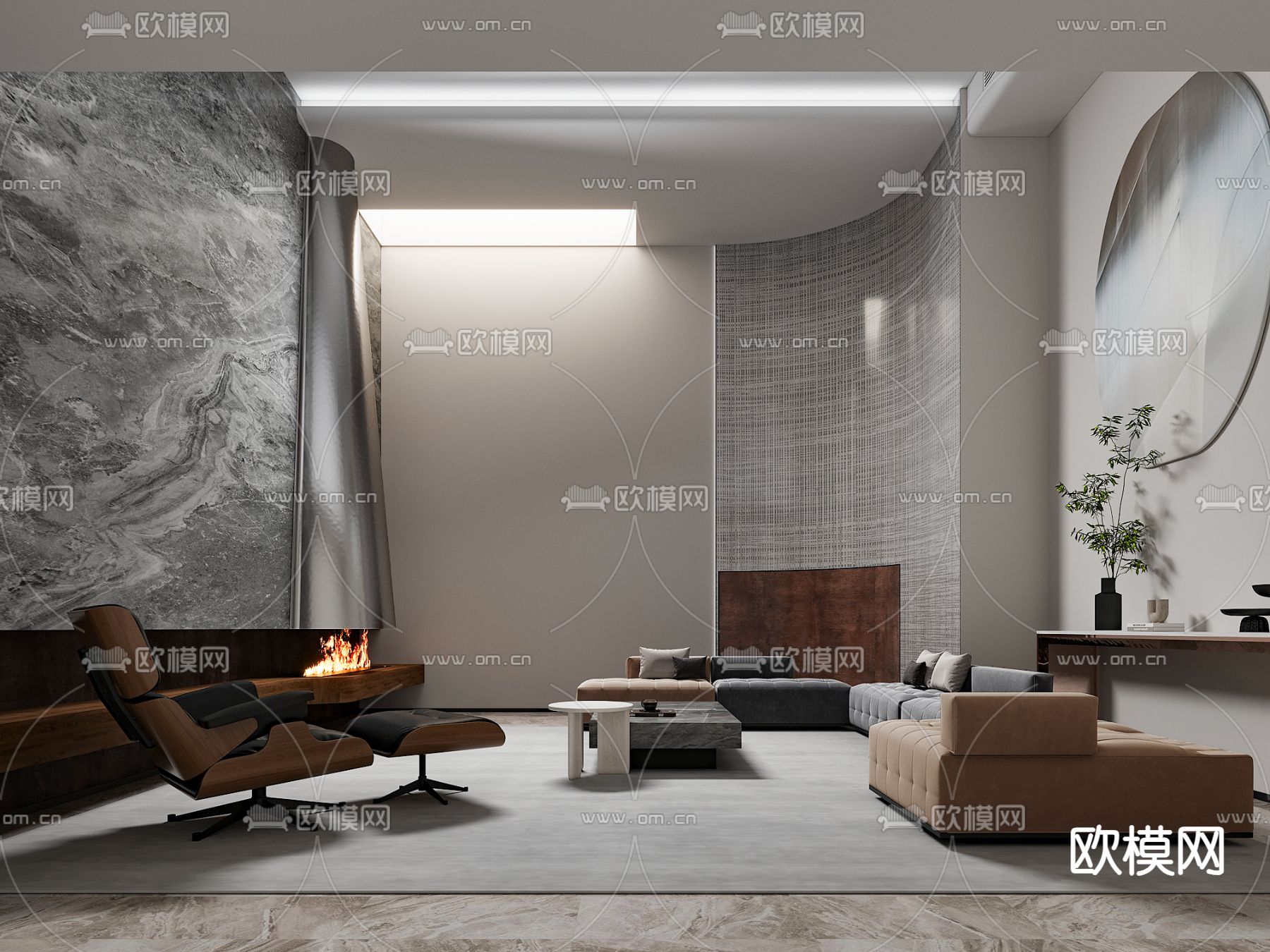 后现代客厅3d模型下载