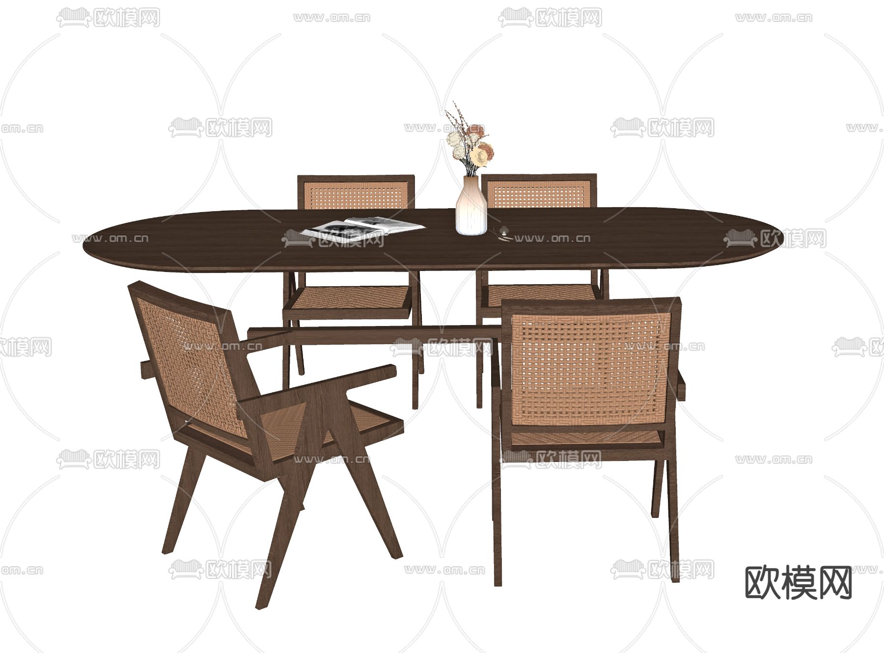 现代餐桌椅su模型下载（渲染图2）