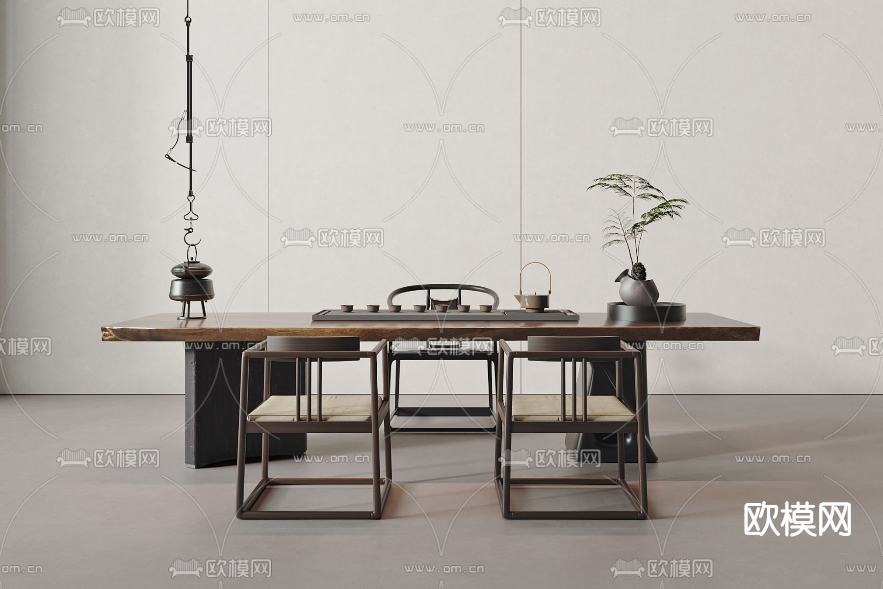 新中式茶桌 茶台3d模型下载