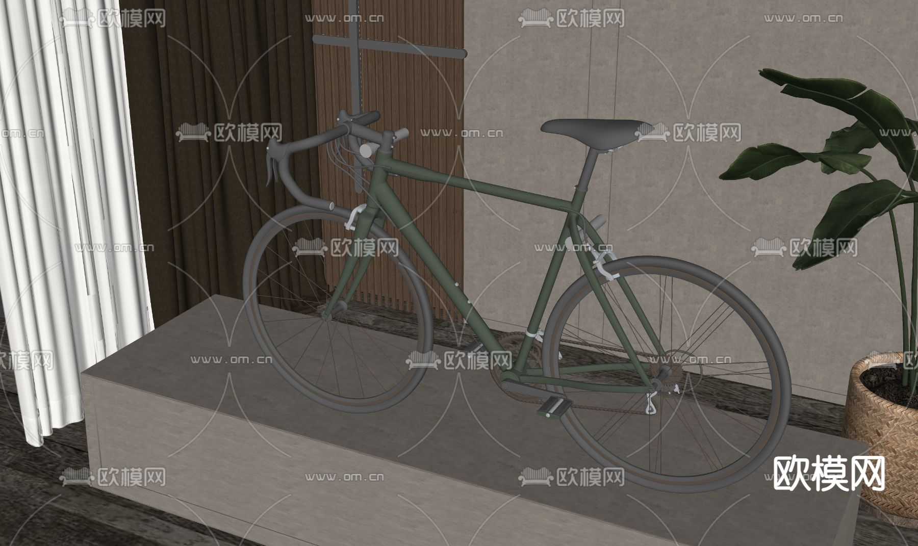 现代自行车su模型下载（渲染图2）