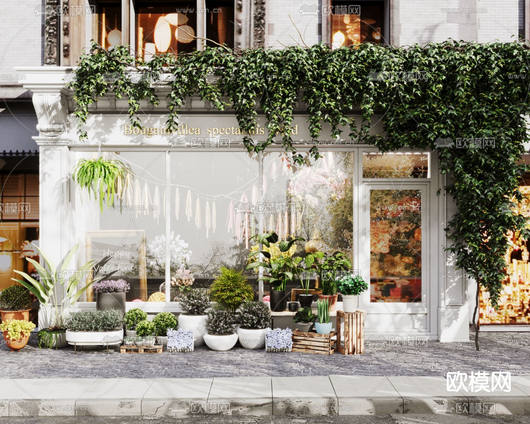 花店门头 商铺门面 店招3d模型下载