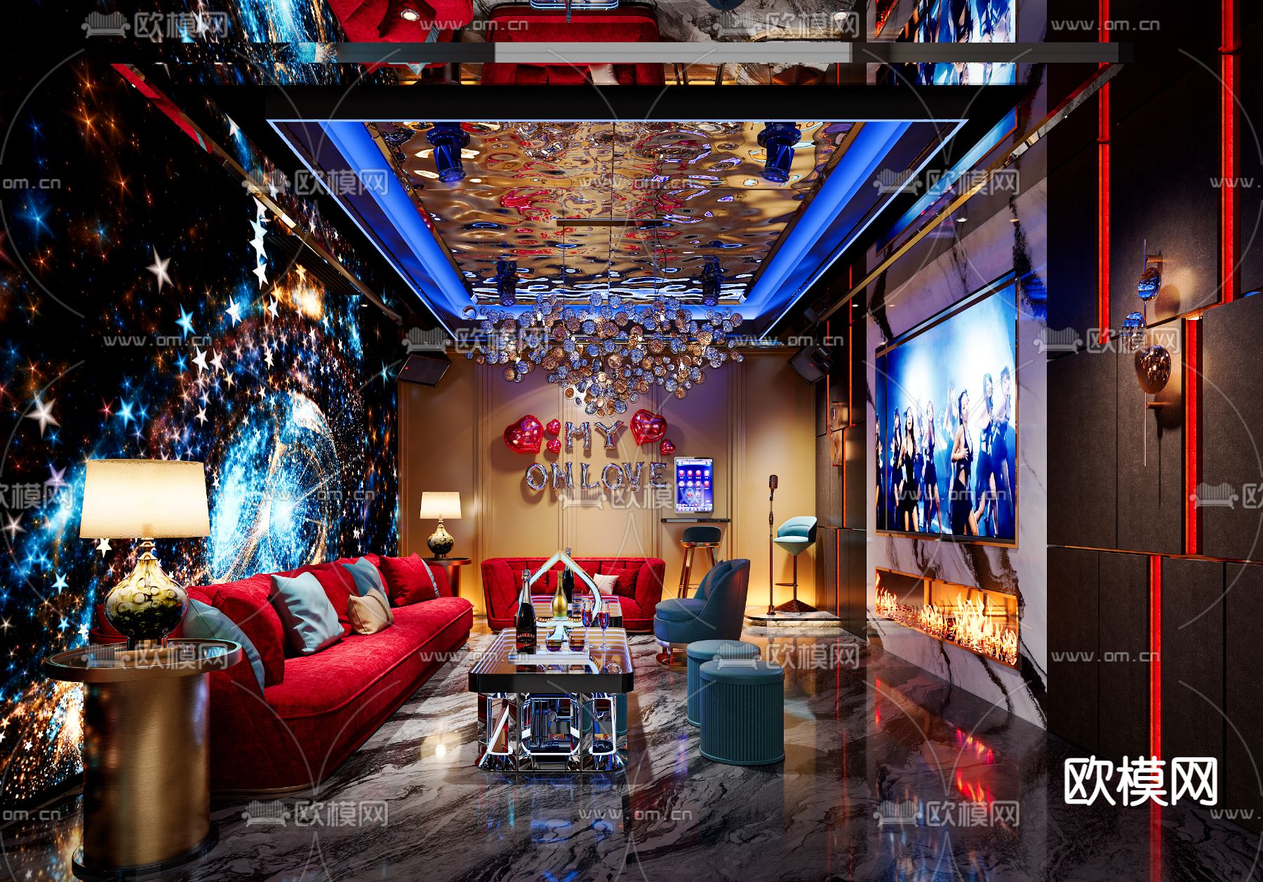 KTV包厢 夜总会 生日包厢3d模型下载