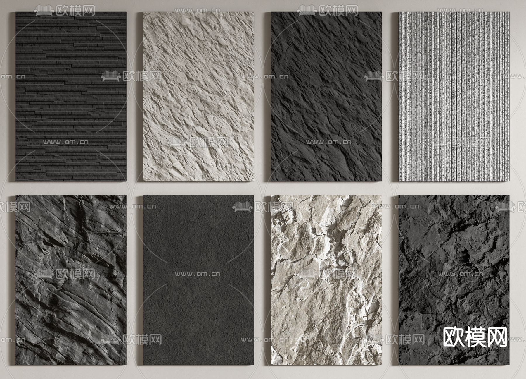 石材背景墙su模型