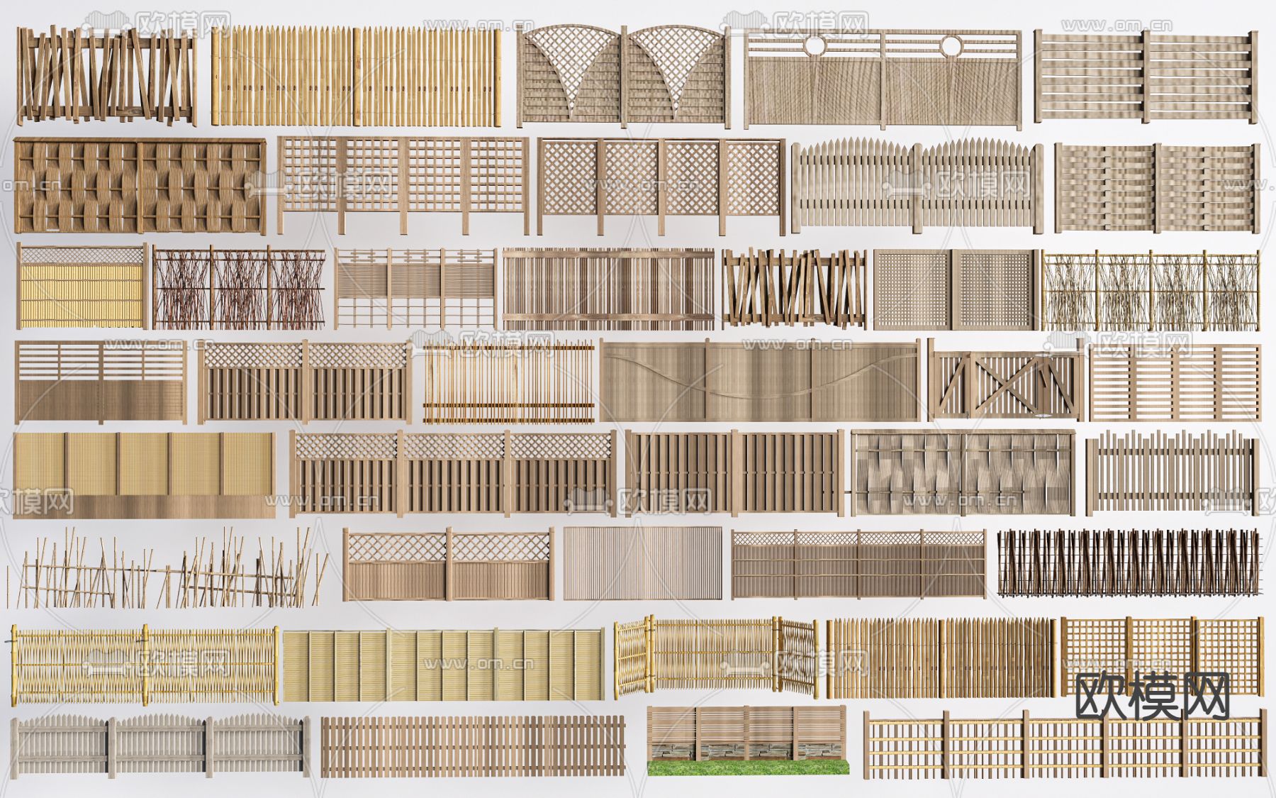 围栏 竹篱笆 栅栏su模型下载（渲染图1）
