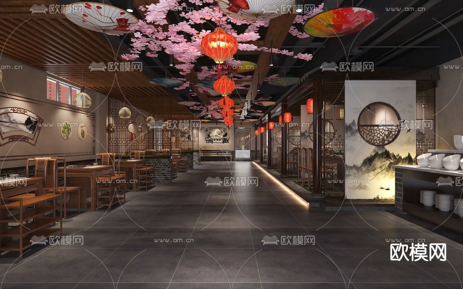 新中式火鍋店3d模型下載(渲染圖3)