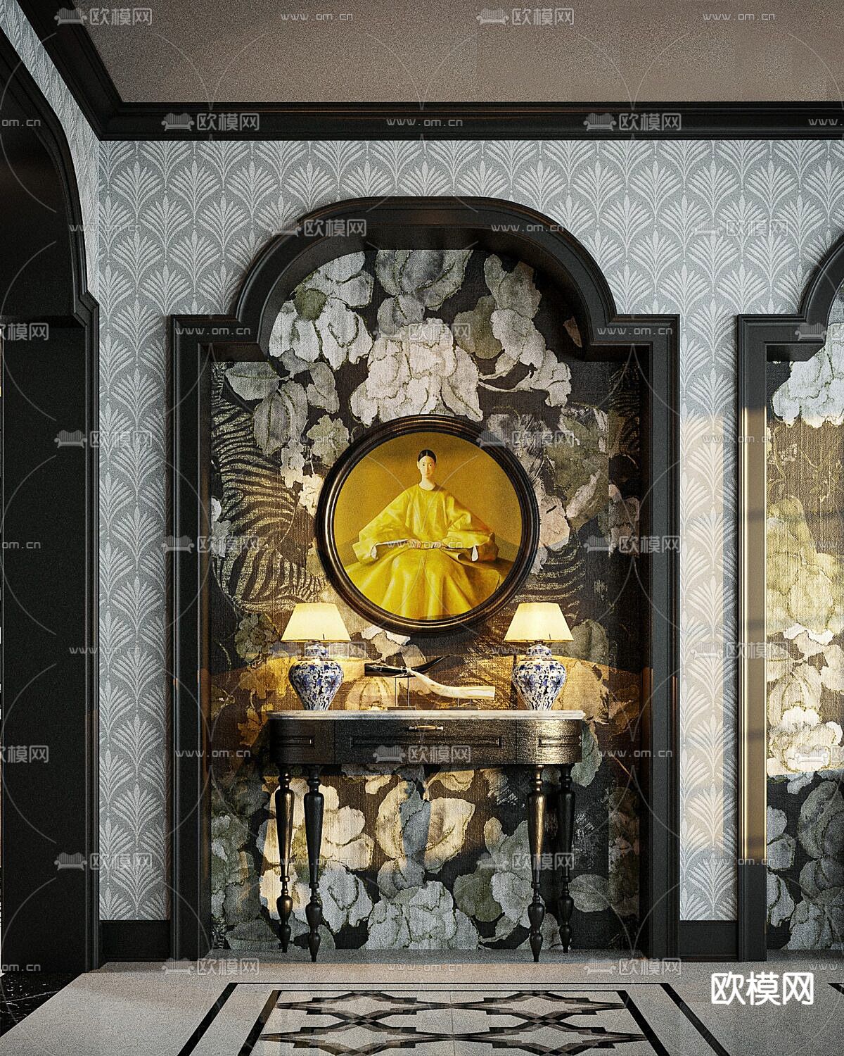 欧式古典客厅su模型下载（渲染图2）