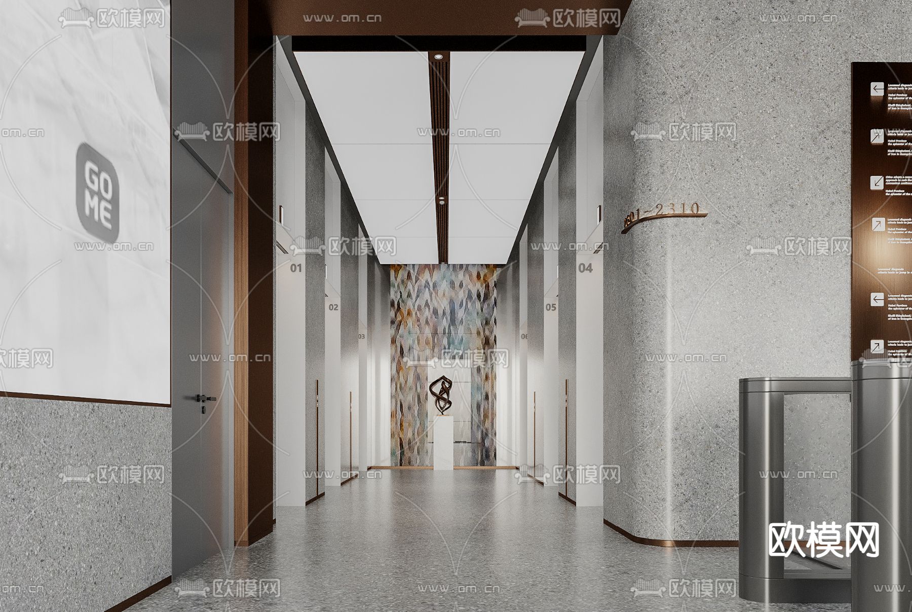 现代公司大堂 电梯厅su模型下载（渲染图2）