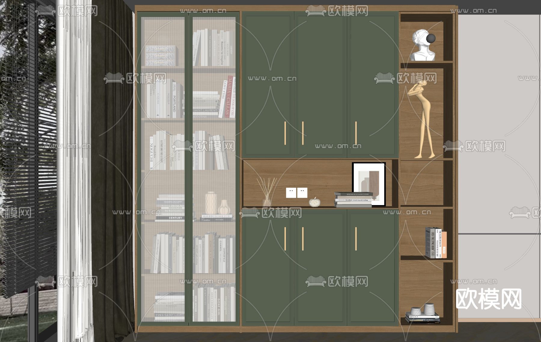北欧书柜su模型下载（渲染图2）