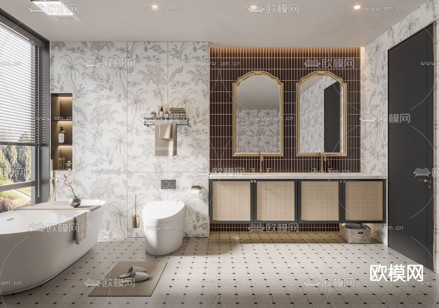 法式卫生间su模型下载（渲染图1）
