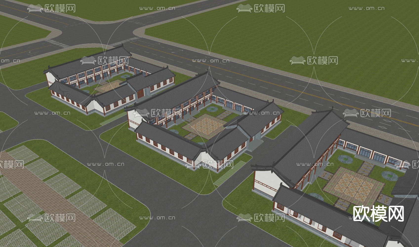 中式四合院su模型下载（渲染图2）