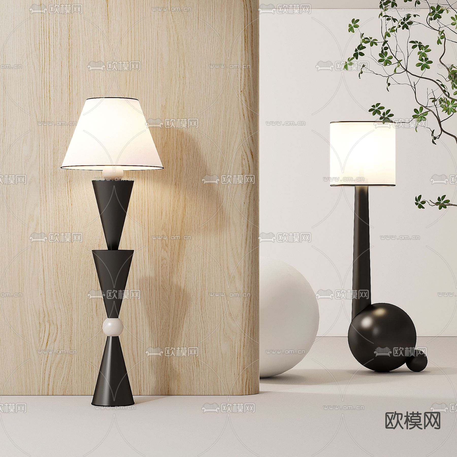 新中式落地灯3d模型下载