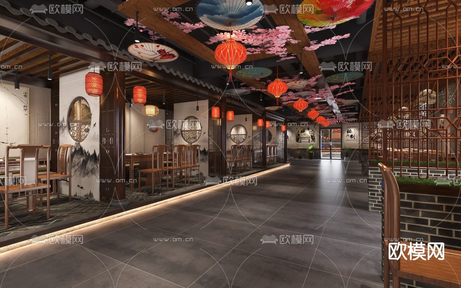 新中式火鍋店3d模型下載(渲染圖2)