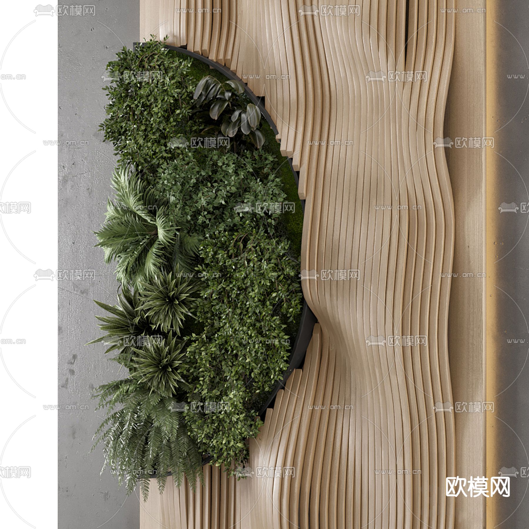 植物背景墙su模型下载（渲染图2）