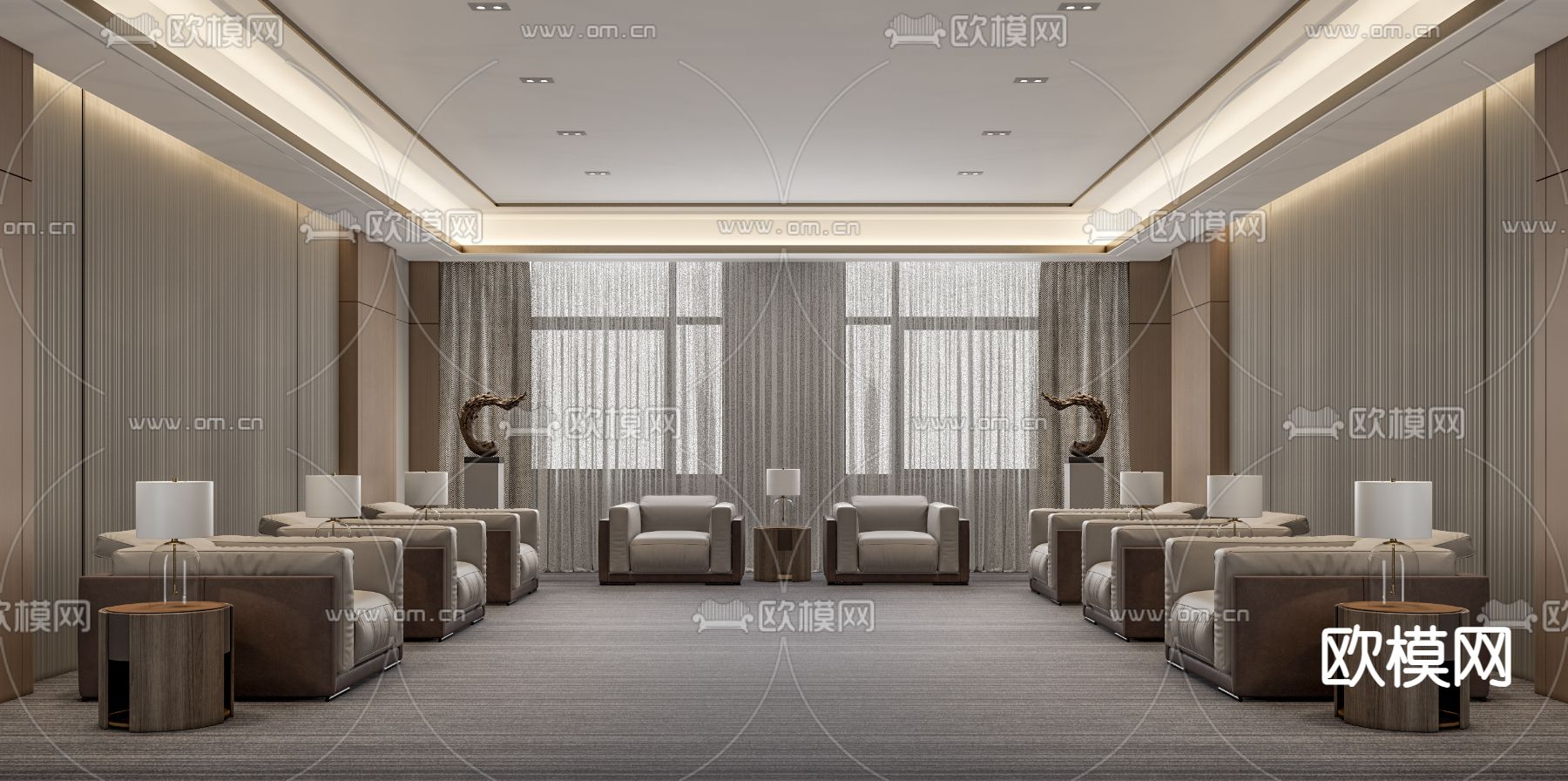 现代接待室 会客厅3d模型下载