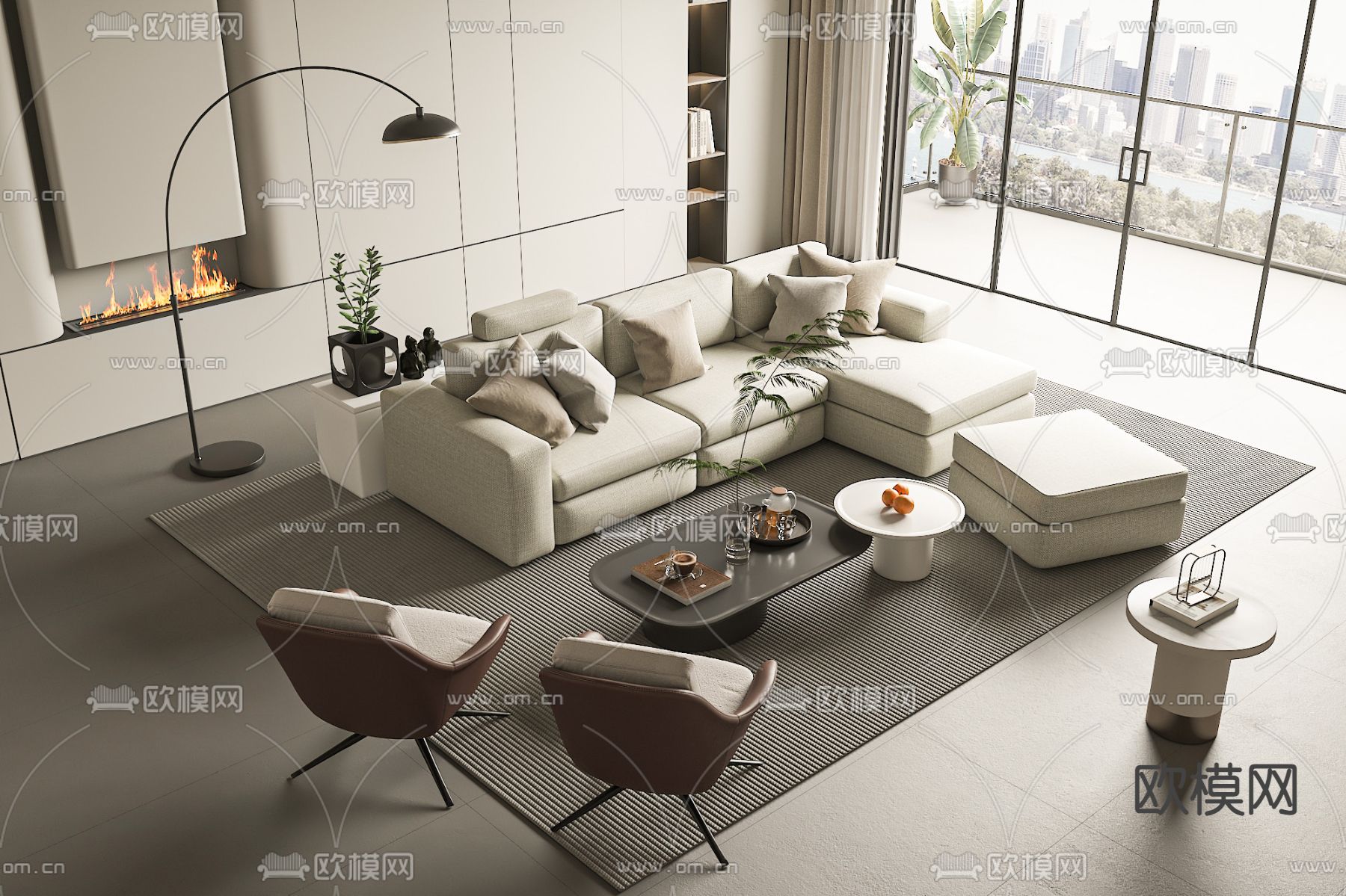 现代组合沙发3d模型下载