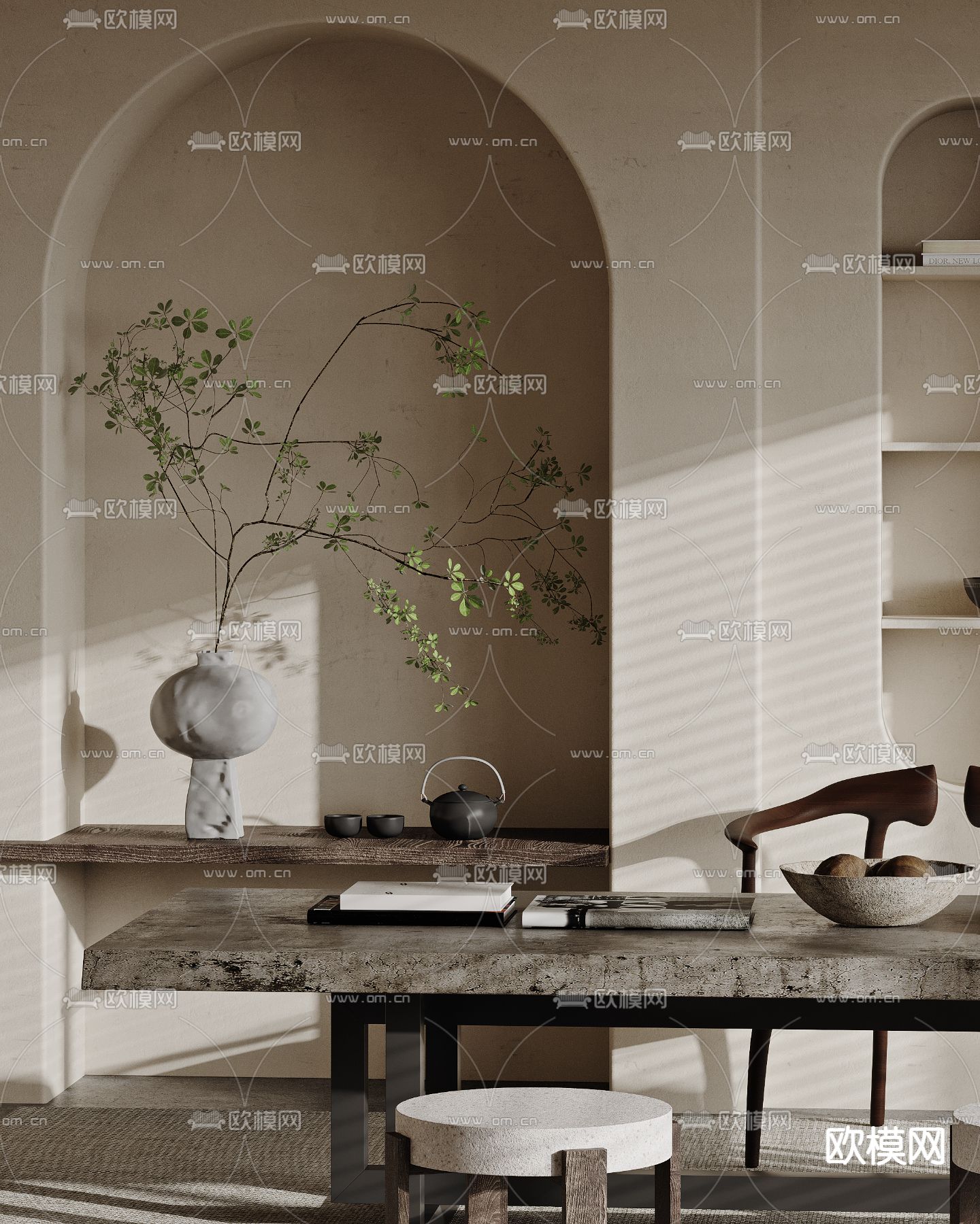 侘寂茶室3d模型下载（渲染图2）