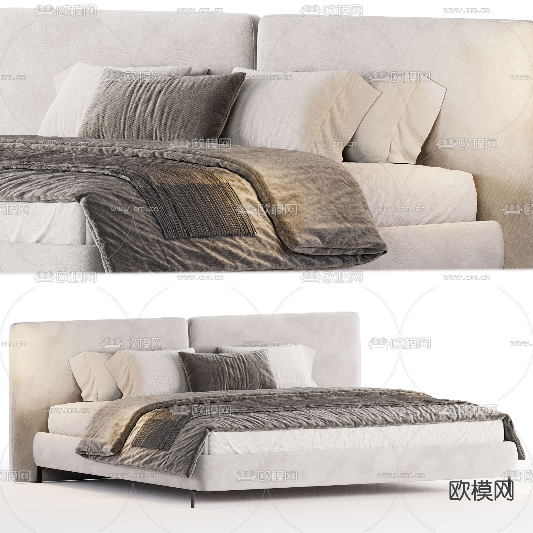 minotti 双人床3d模型下载（渲染图1）