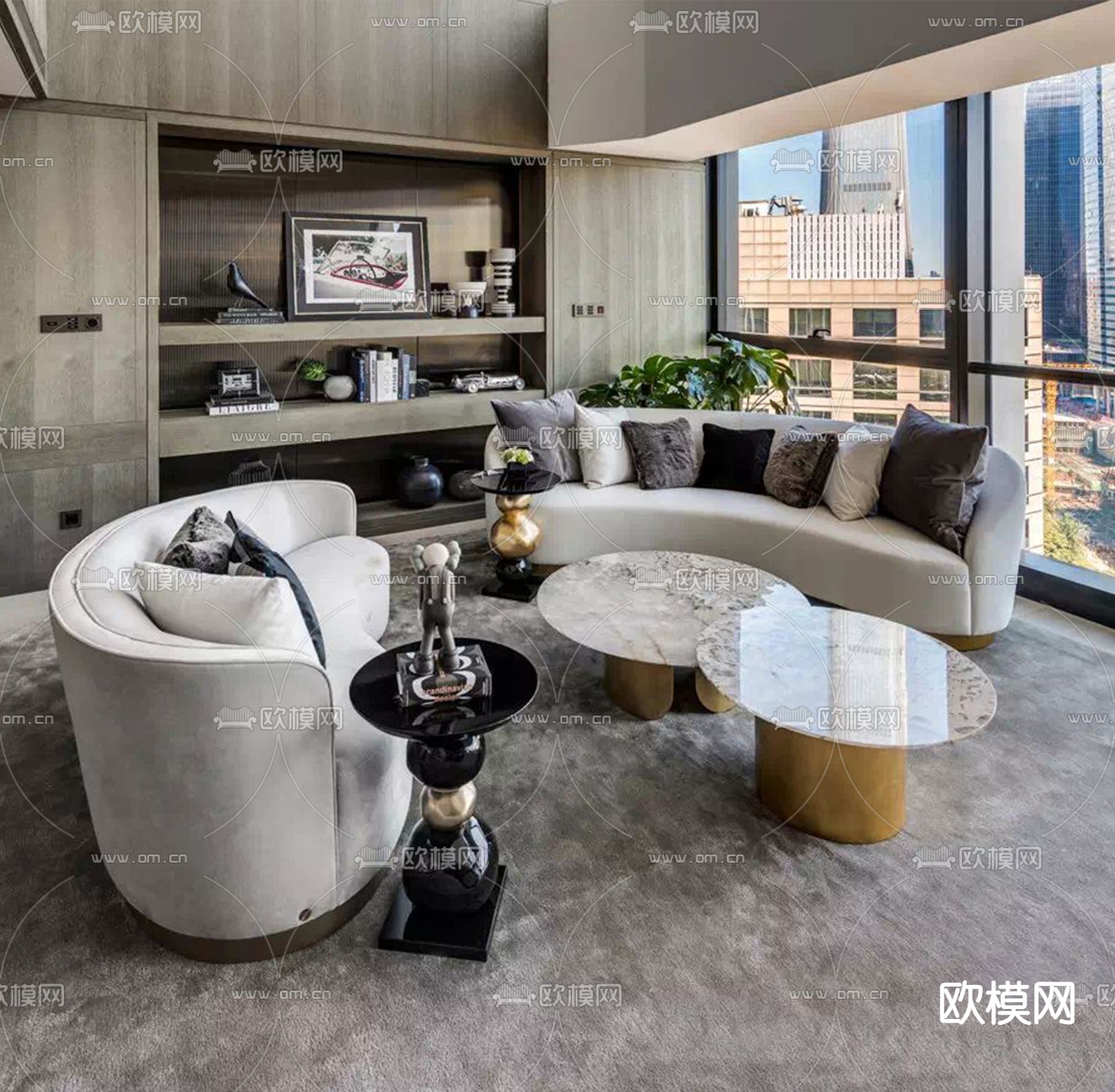 现代组合沙发su模型下载（渲染图1）