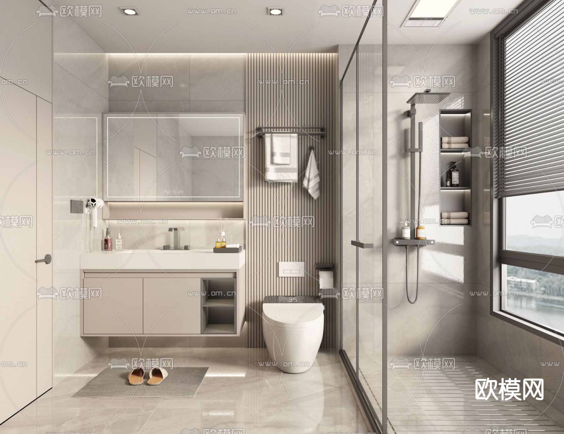 现代卫生间su模型下载（渲染图1）
