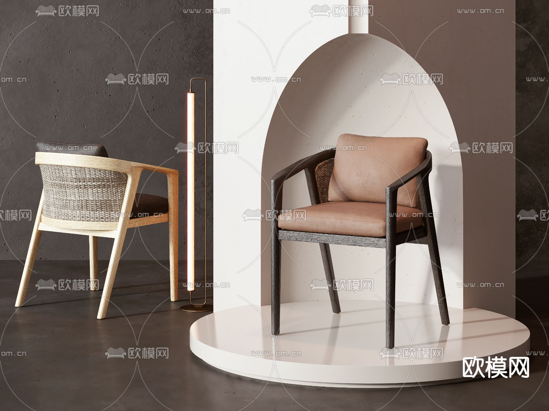 藤编椅子 餐椅3d模型下载