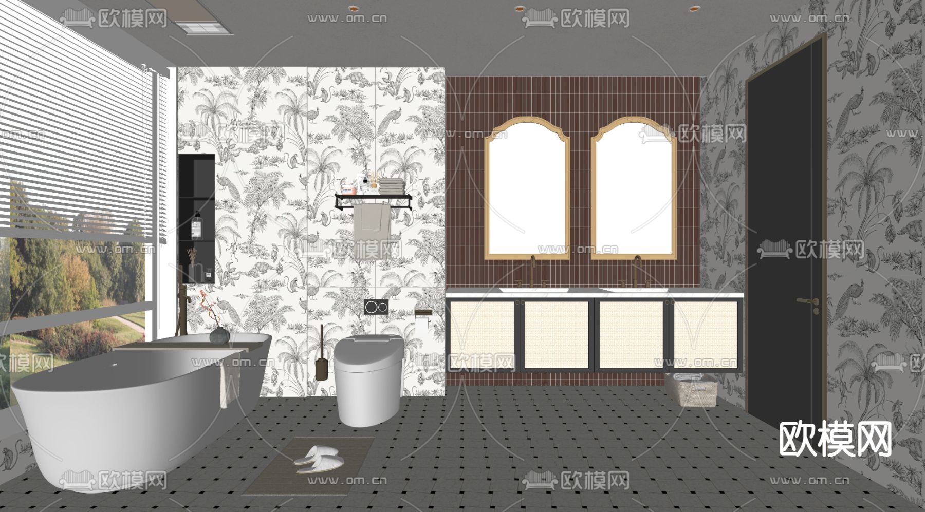 法式卫生间su模型下载（渲染图2）