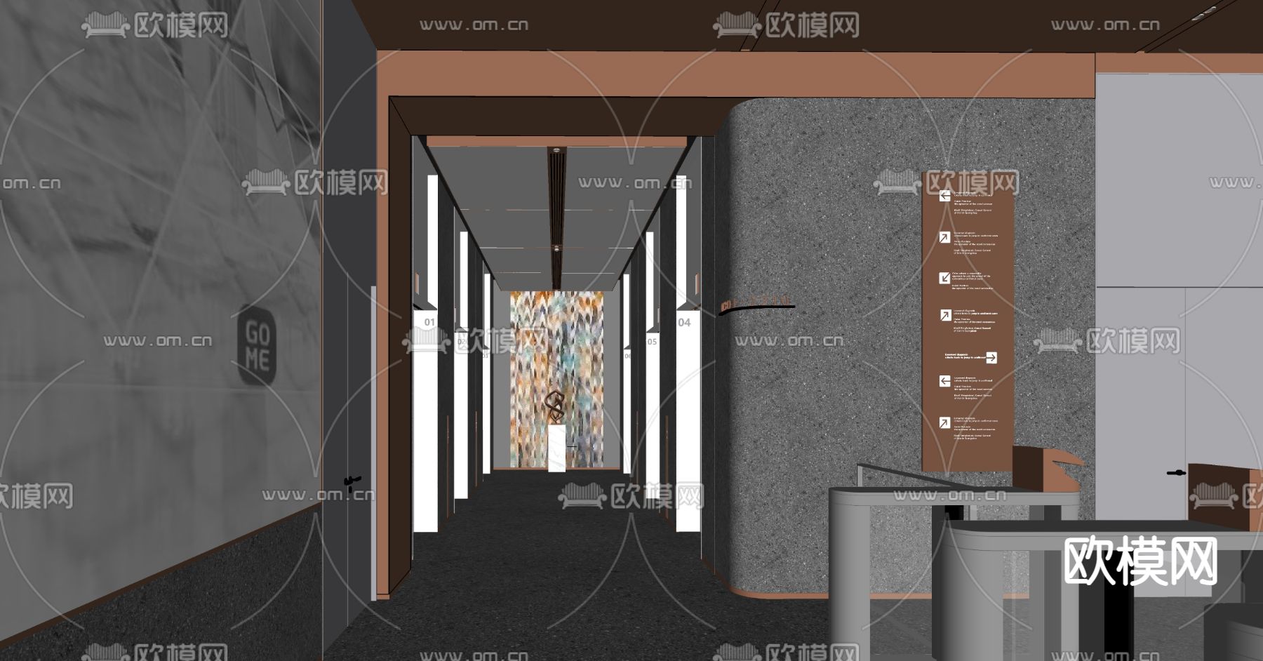现代公司大堂 电梯厅su模型下载（渲染图4）