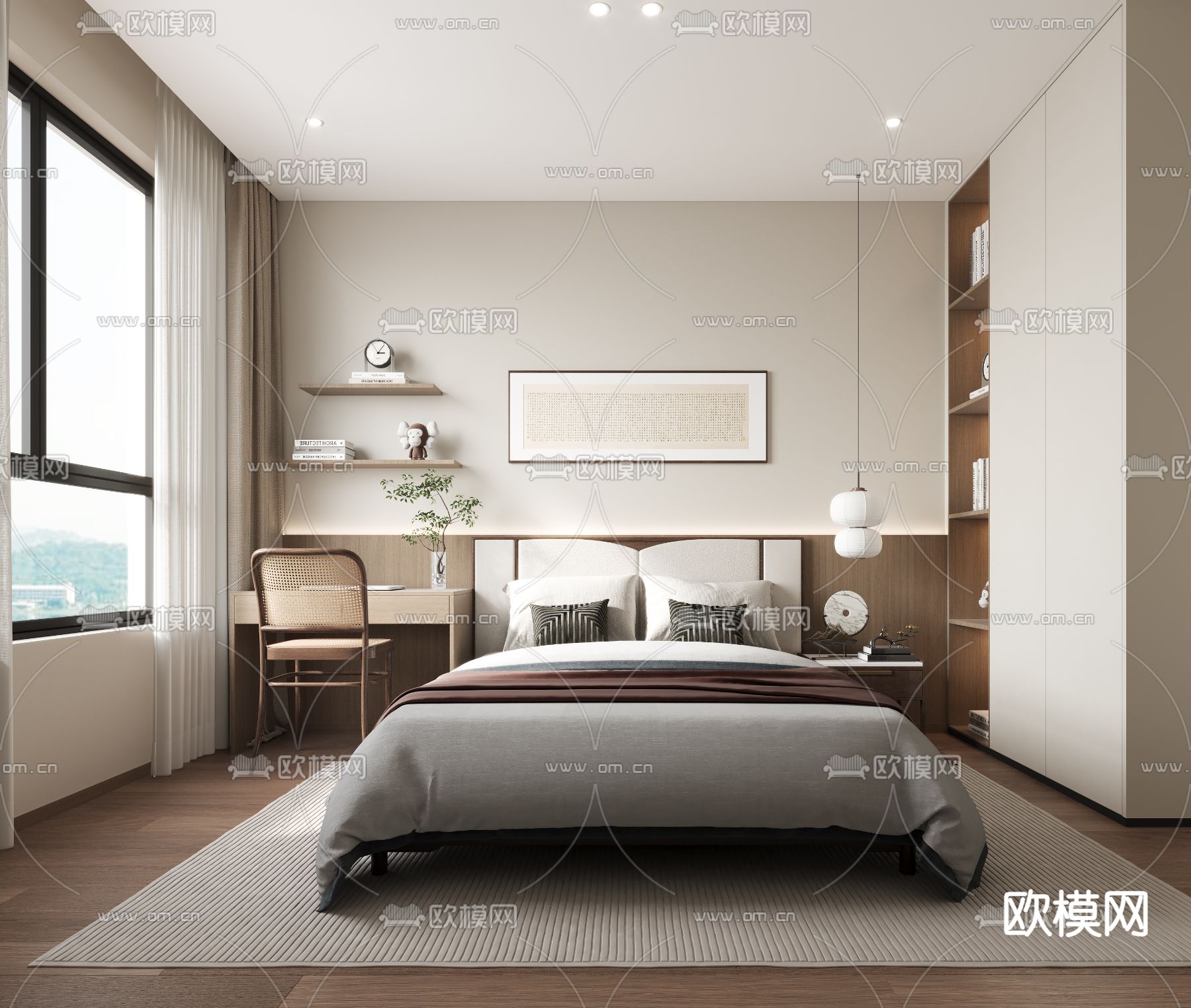 现代卧室 主人房3d模型下载