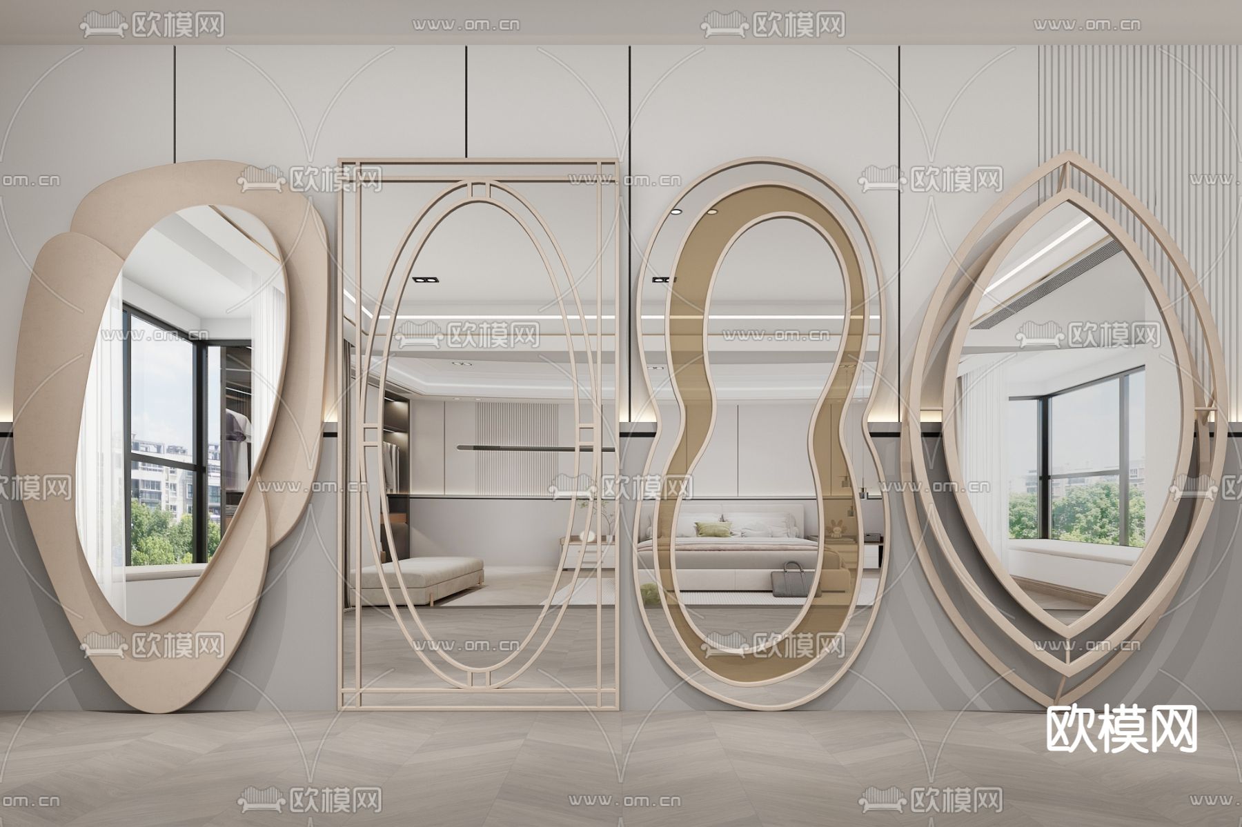 异形镜子 全身镜 穿衣镜3d模型下载