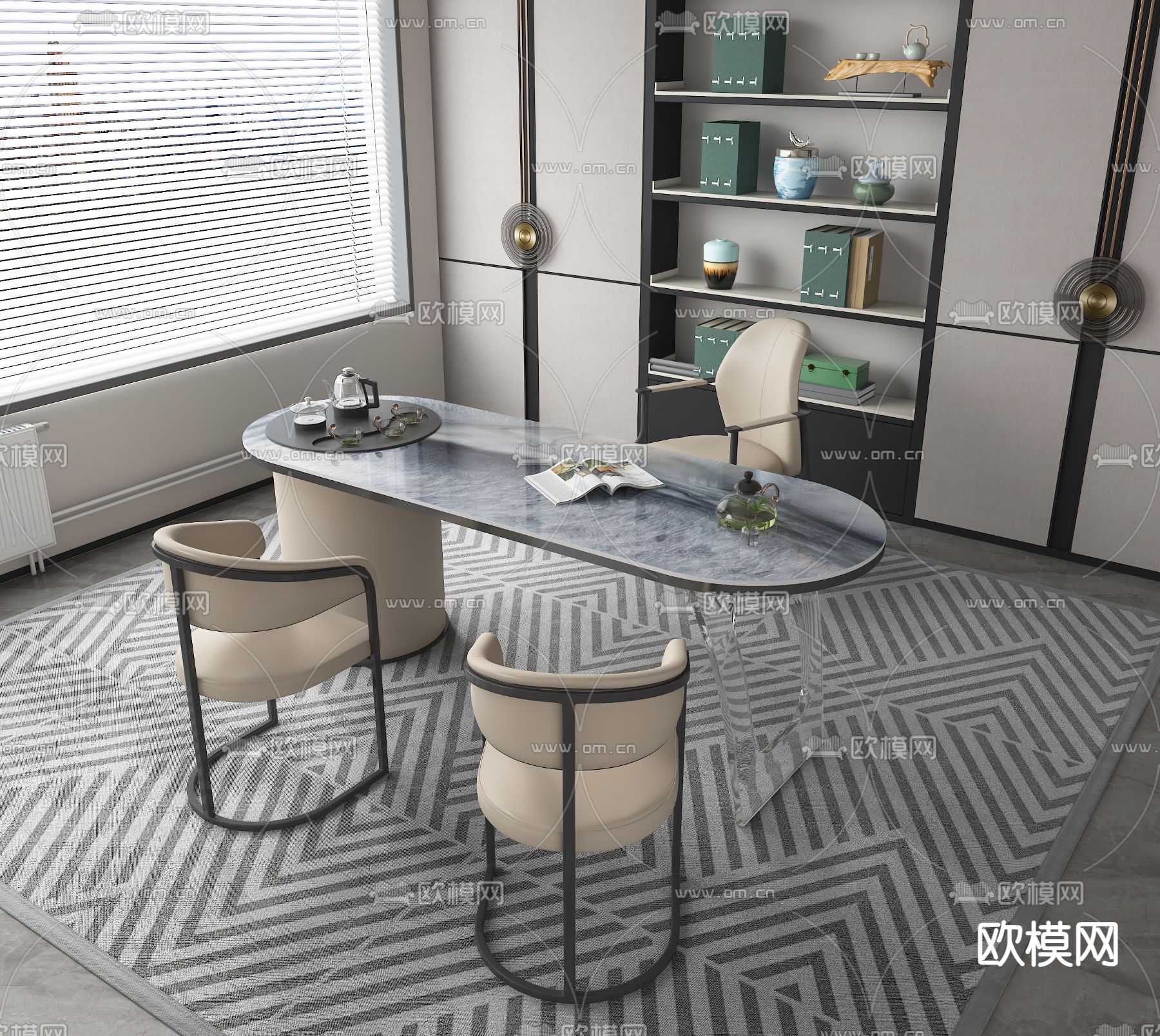 轻奢茶桌 茶台3d模型下载