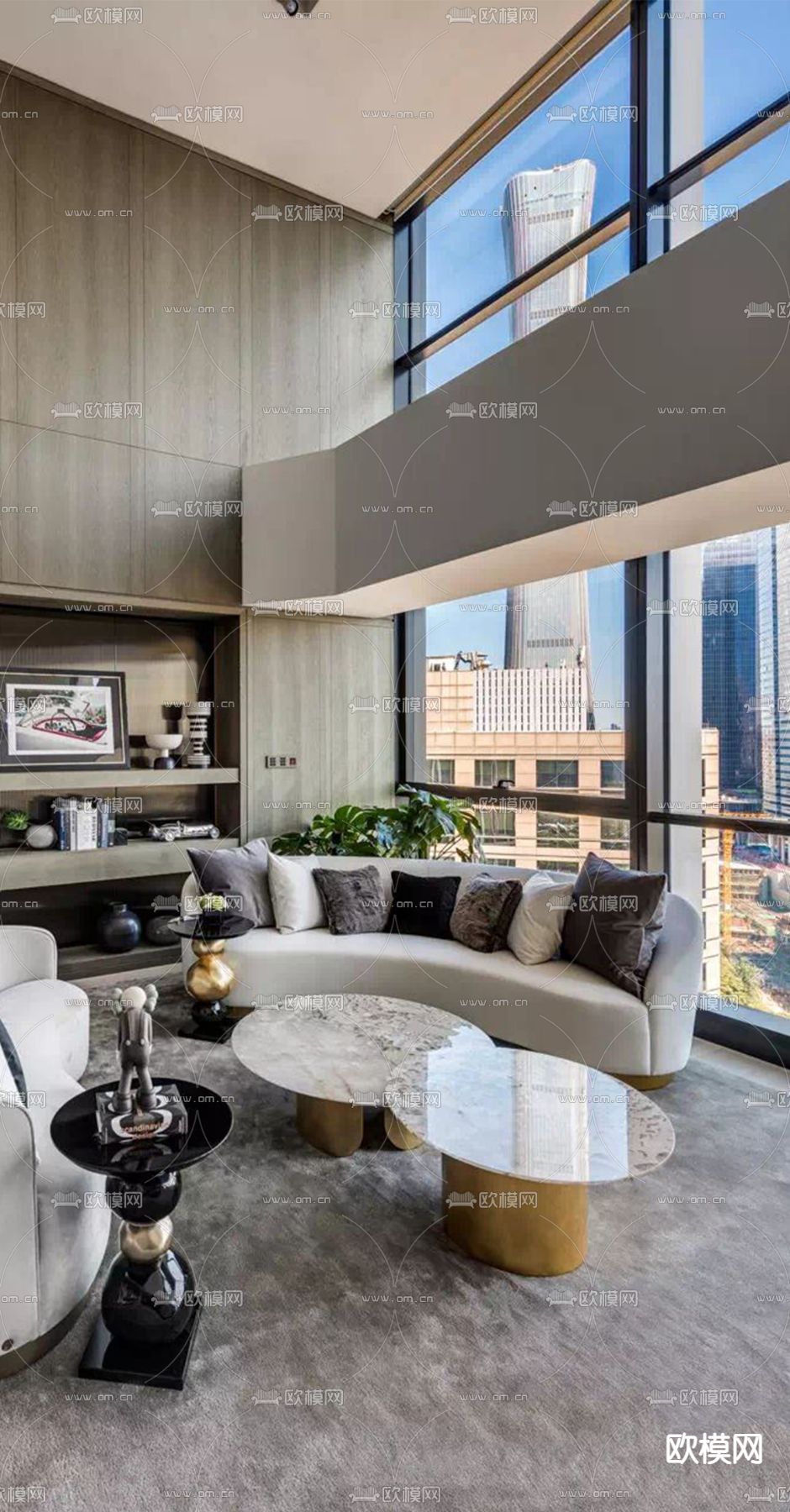 现代组合沙发su模型下载（渲染图2）