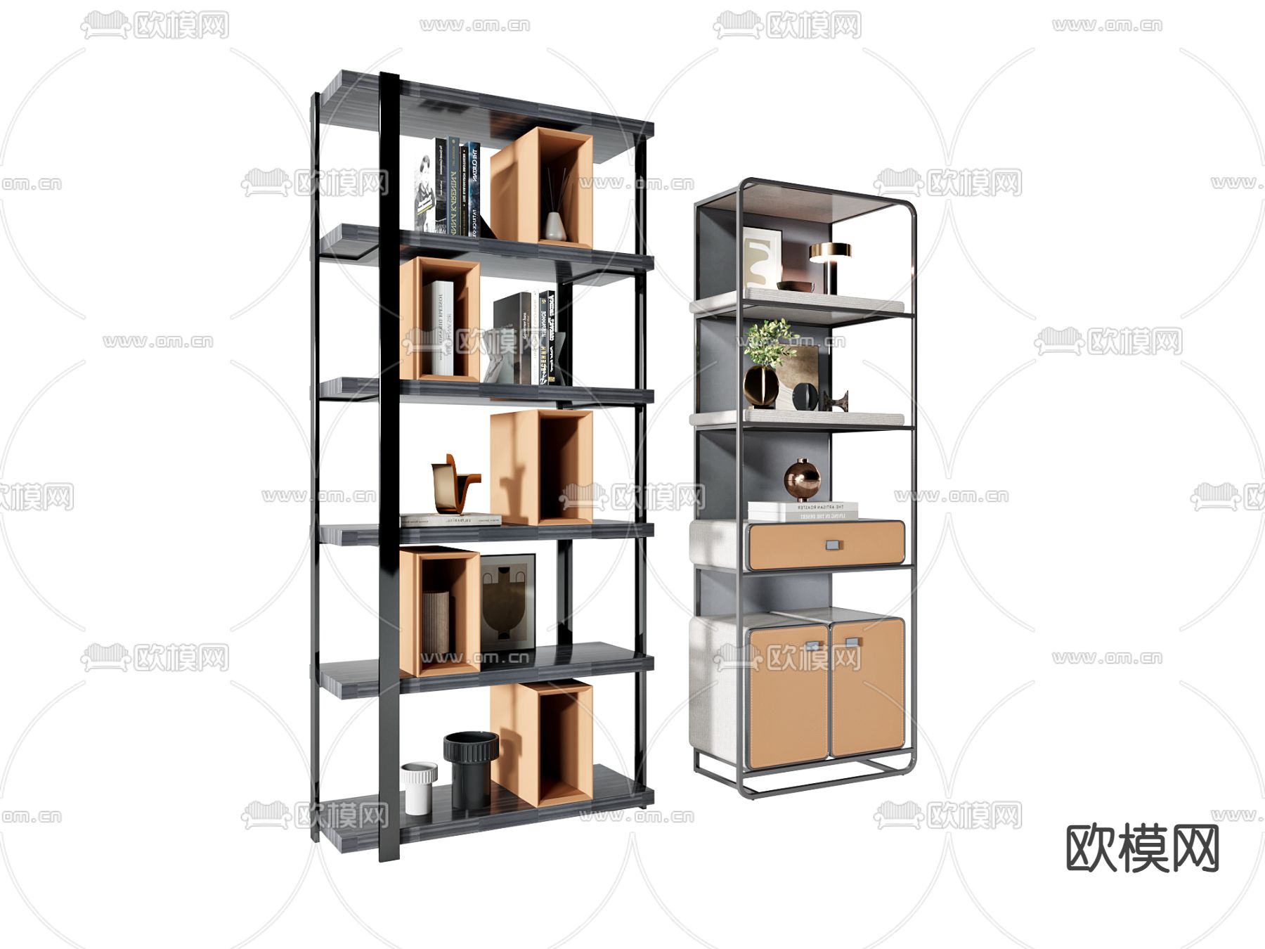 现代置物架 书架 陈列架3d模型下载
