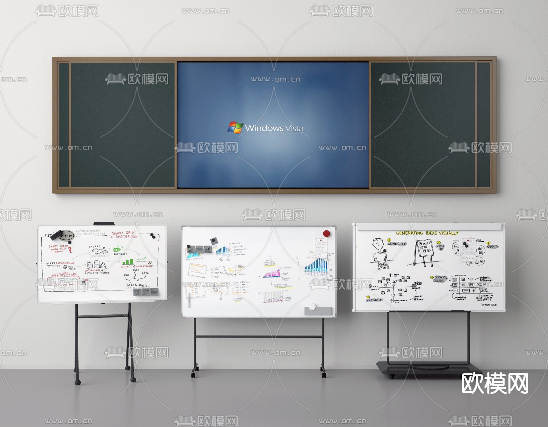 写字板 白板 移动画板 黑板su模型下载_ID14314642_sketchup模型下载-欧模网